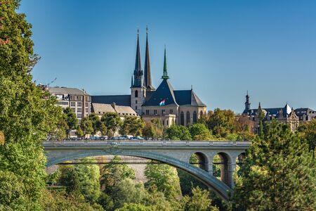 View of Adolphe Bridge and scenery in Luxembourg Cityのeditorial素材