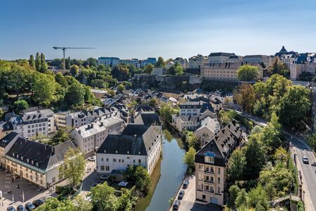 LUXEMBOURG CITY, LUXEMBOURG - SEPTEMBER 21: Scenery of Ville Haute, the historic old town, a popular tourist destinatio and World Heritage Site on September 21, 2019 in Luxembourgのeditorial素材