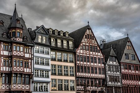 FRANKFURT, GERMANY - SEPTEMBER 25: Old town historic architecture in the town square, a famous travel destination on September 25, 2019 in Frankfurtのeditorial素材