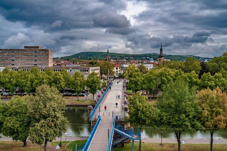 SAARBRUCKEN, GERMANY - SEPTEMBER 23: This is a view of the Old Bridge, a popular tourist destination along the River Saar on September 23, 2019 in Saarbruckenのeditorial素材