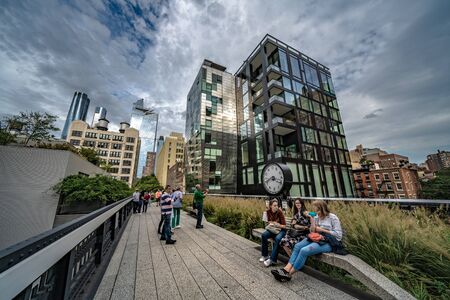 NEW YORK, USA - OCTOBER 07: This is a view of the High Line Park, an elevated park an popular tourist destination in Manhattan on October 07, 2019 in New Yorkのeditorial素材