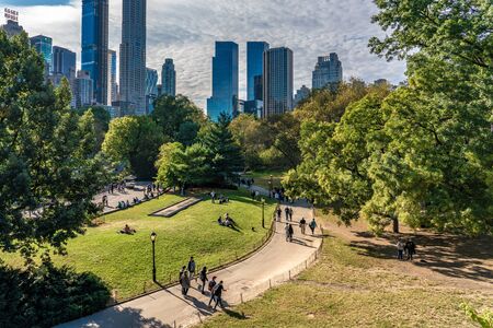 NEW YORK, USA - OCTOBER 12: Scenic view of Central Park, a famous travel destination on a sunny day on October 12, 2019 in New Yorkのeditorial素材