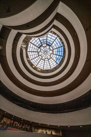 NEW YORK, USA - OCTOBER 15: This is the interior of the Solomon R. Guggenheim Museum, a famous modern art museum on October 15, 2019 in New Yorkのeditorial素材