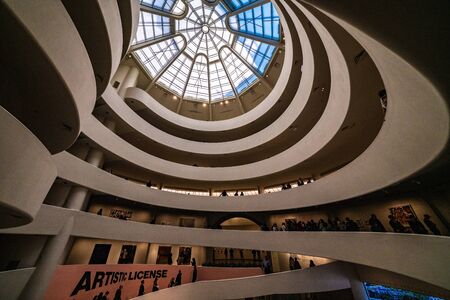NEW YORK, USA - OCTOBER 15: This is the interior of the Solomon R. Guggenheim Museum, a famous...