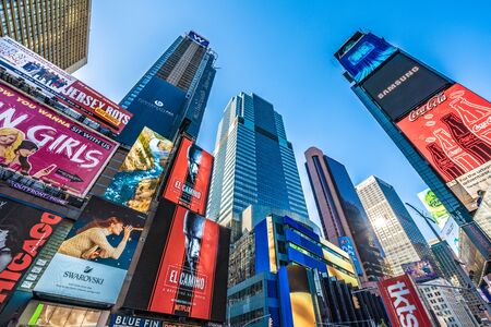 NEW YORK, USA - OCTOBER 15: Times Square city buildings with led advertisements and billboards on October 15, 2019 in New Yorkのeditorial素材