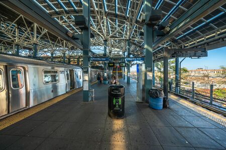NEW YORK, USA - OCTOBER 14: This is a view of the subway platform at Coney Island station on October 14, 2019 in New Yorkのeditorial素材