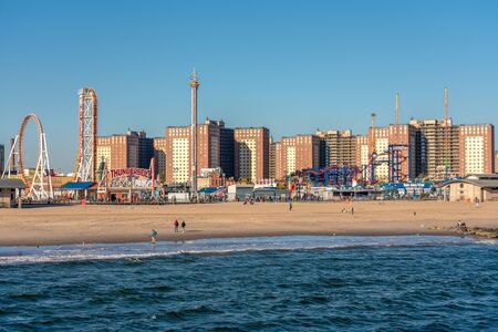 NEW YORK, USA - OCTOBER 14: This is a view of Coney Island beach and waterfront amusement park on October 14, 2019 in New Yorkのeditorial素材