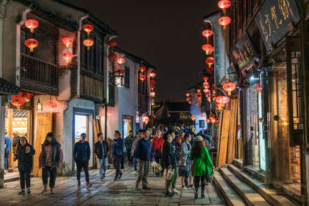 SUZHOU, CHINA- NOVEMBER 04: This is Shantang Street, a famous old street and popular tourist destination on November 04, 2019 in Suzhouのeditorial素材