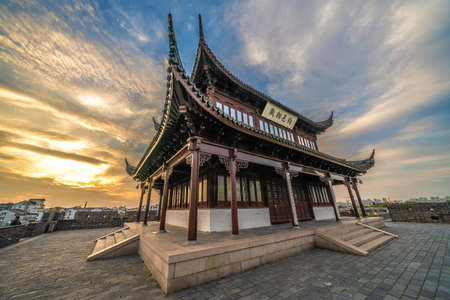 SUZHOU, CHINA- NOVEMBER 06: Traditional Chinese architecture on the Suzhou City Wall Museum, a famous historic site  on November 06, 2019 in Suzhouのeditorial素材