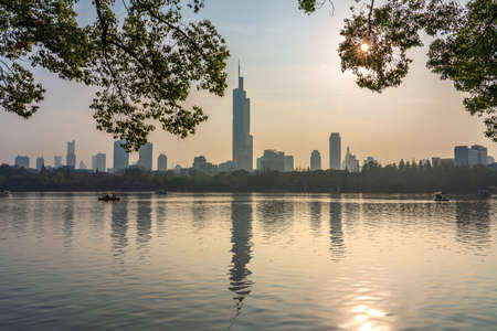 NANJING, CHINA - NOVEMBER 09: Scenic view of Xuanwu Lake, a famous travel destination on November 09, 2019 in Nanjingのeditorial素材