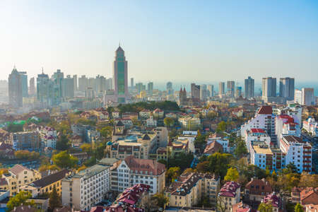 QINGDAO, CHINA - NOVEMBER 14: View of the Zhongshan Road district, an area known for its traditional european architecture and history on November 14, 2019 in Qingdaoのeditorial素材
