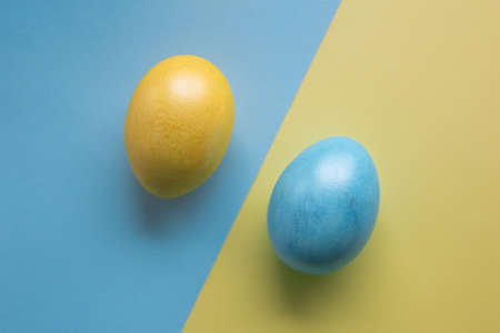 Easter eggs in yellow and blue