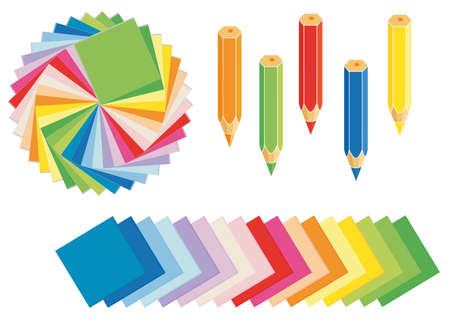 Paper and colored pencilsのイラスト素材