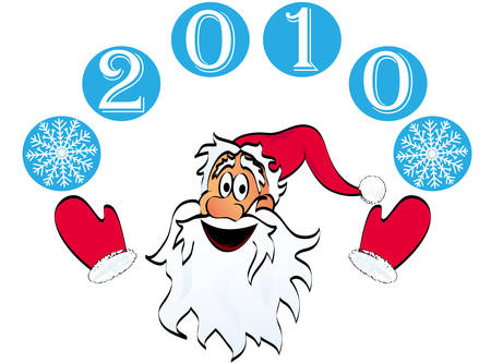Santa Claus with snowballs. Illustration for the new year.のイラスト素材