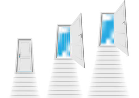 	Stairs leading to the door, in three variants.のイラスト素材