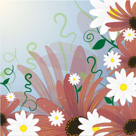 vintage multicolor floral designのイラスト素材