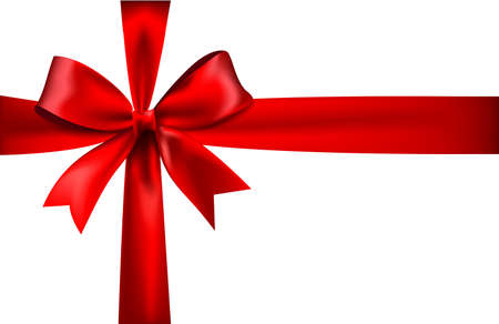 Shiny red satin ribbon on white background. 10 epsのイラスト素材