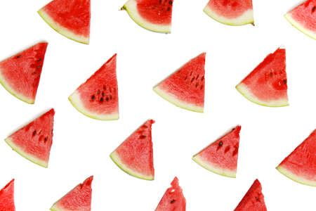 Slice of watermelon on white backgroundの写真素材