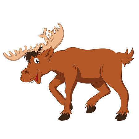 Illustration of moose cartoon on white background. Vectorのイラスト素材