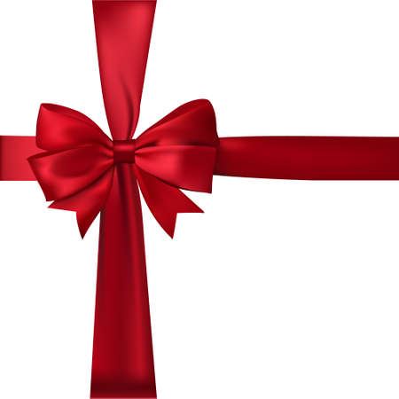 Shiny red satin ribbon on white backgroundのイラスト素材