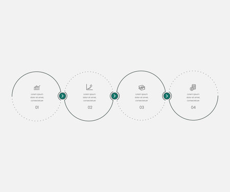 Vector circle infographic. Template for cycle diagram, graph, presentation and round chart. Business concept with 4 options, parts, steps or processes.のイラスト素材