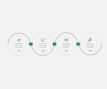 Vector circle infographic. Template for cycle diagram, graph, presentation and round chart. Business concept with 8 options, parts, steps or processes. 4 circlesのイラスト素材