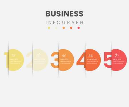 Infographic Design Elements for Your Business Vector Illustration. EPS10, 5 numbered circleのイラスト素材