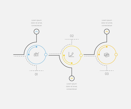 Modern infographics options banner. Can be used for workflow layout, diagram, number options, web design. 3 steps infographのイラスト素材
