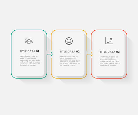 Infographic design template with place for your data. Vector illustration. 3 square shapes, 3 stepsのイラスト素材