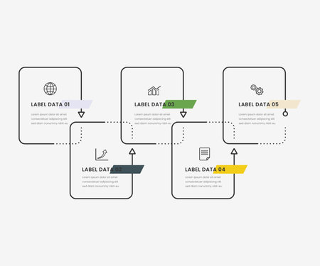 Infographic design template with place for your data. Vector illustration. 5 steps business infographのイラスト素材