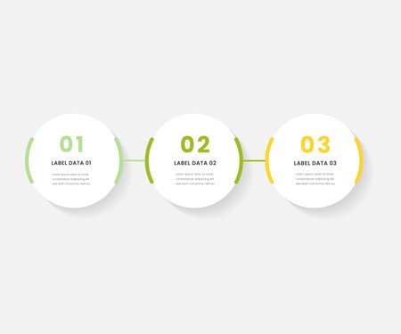 Infographic design template with place for your data. Vector illustration. 3 circle, 3 stepsのイラスト素材