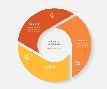 Vector circle infographic element. Template for cycle diagram, graph, presentation and round chart. Business concept with 3 options, parts, steps or processes. Abstract background.のイラスト素材