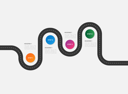 Infographic design template with place for your data. Vector illustration. 4 steps or 4 milestoneのイラスト素材
