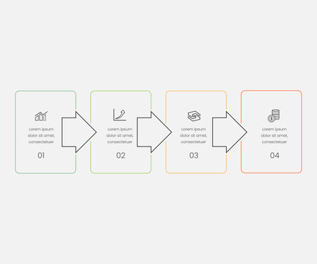 Set Of 4 Editable Finance Outline Icons. Includes Symbols Such As Money, Banknote, Money And More. Can Be Used For Web, Mobile, UI And Infographic Design. 4 stepsのイラスト素材