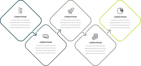 Infographic design template with icons and 5 options or steps. Thin line vector. Infographics business concept.のイラスト素材