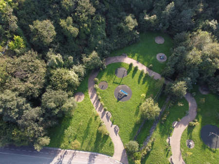 An aerial view of a large patch of some freshly cut, healthy, green grass.の写真素材