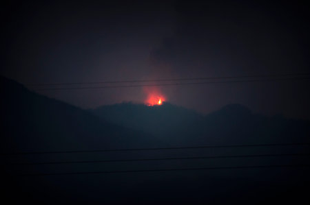 Forest fire in the municipality of Zambrana, Alava, Basque Country.
