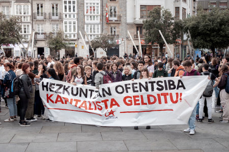 Concentration organized by Ikasle Abertzaleak as a consequence of the student strike of October 27. Place: Vitoria - Gasteiz, Alava-Araba, Basque Country, Spain Date 10/27/2022のeditorial素材
