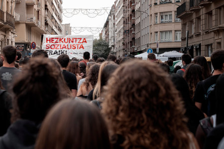 Concentration organized by Ikasle Abertzaleak as a consequence of the student strike of October 27. Place: Vitoria - Gasteiz, Alava-Araba, Basque Country, Spain. Date 10/27/2022のeditorial素材