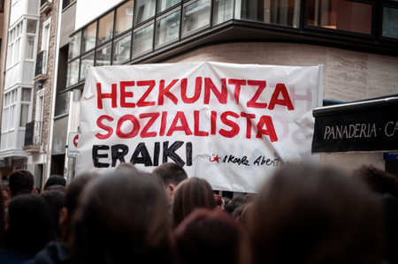 Concentration organized by Ikasle Abertzaleak as a consequence of the student strike of October 27. Place: Vitoria - Gasteiz, Alava-Araba, Basque Country, Spain. Date 10/27/2022のeditorial素材