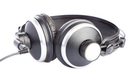 black headphones isolated on a white background