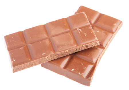 two chocolate bars isolated on a white background