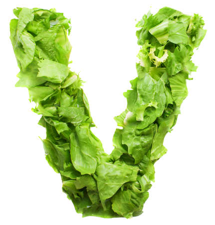v lettuce letter on a white background v lettuce letter on a white background