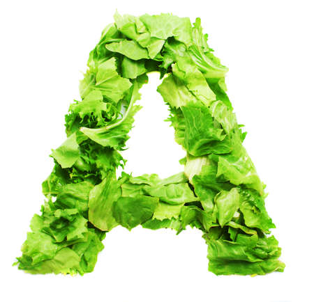 a letter made with lettuceの写真素材