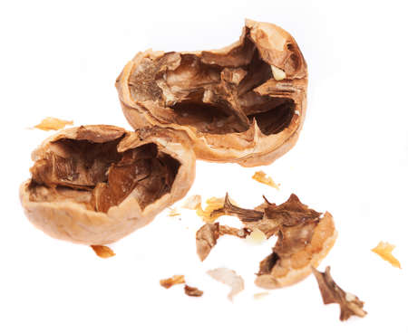 crushed walnut isolated on a white background