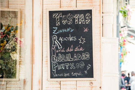 Menu board out of a restaurantの写真素材