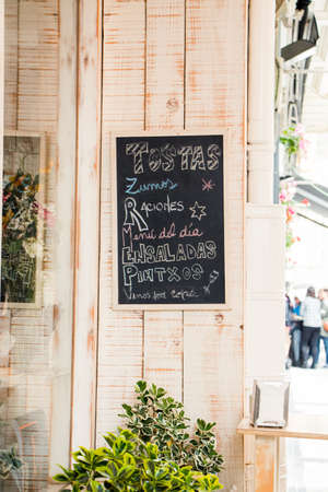 Menu board out of a restaurantの写真素材