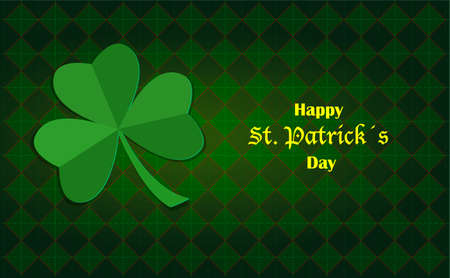 Saint PatrickÂ´s day background, greeting card with green paper cut cloves and rhombuses tiles backgroundの写真素材