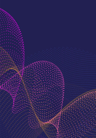 Abstract purple background with wavy lines in pink and yellow useful for cover, banner, brochureのイラスト素材