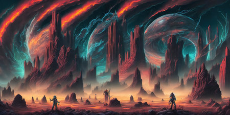 Fantasy alien planet. 3D illustration of a fantasy alien planet.の写真素材